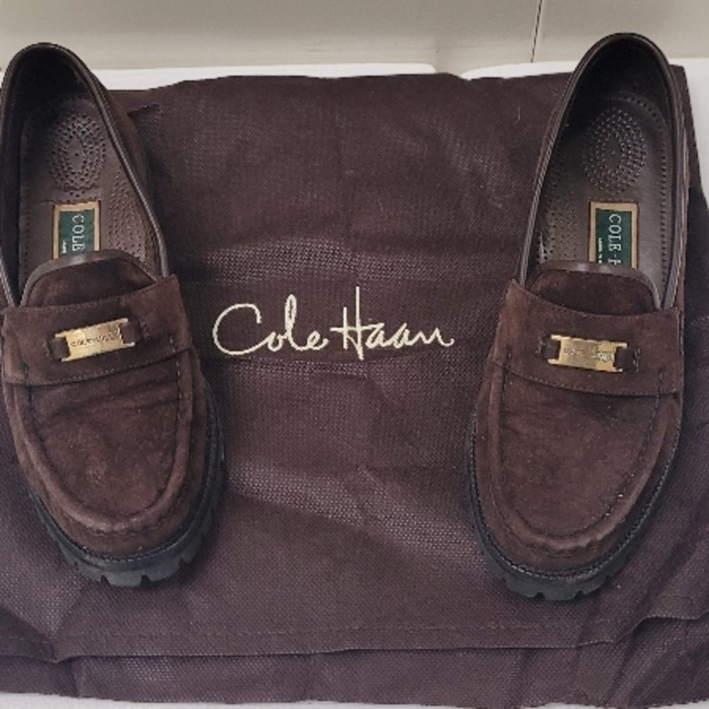 Cole Haan Connie Cedarwood Suede Brown Loafers